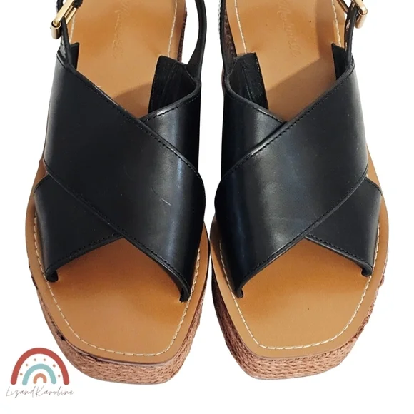 New! Madewell The Amee Wedge Sandal Leather Jute Platform Chunky Heel - Picture 9 of 14